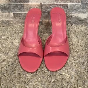 Strapping pink heels